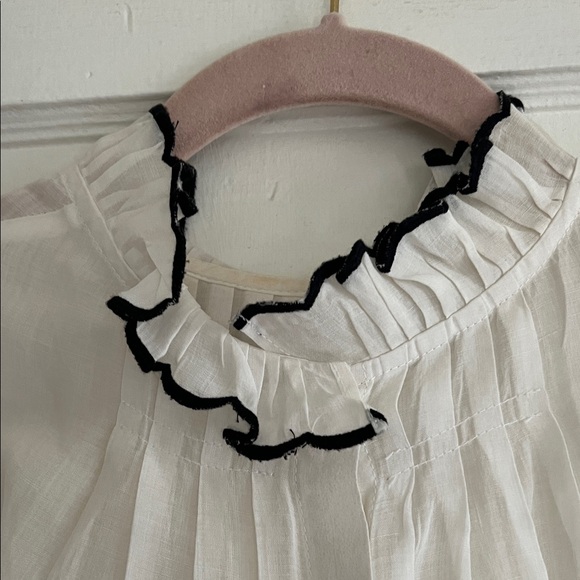 Frame Denim White Blouse with Black Ruffle Trim - Picture 4 of 16